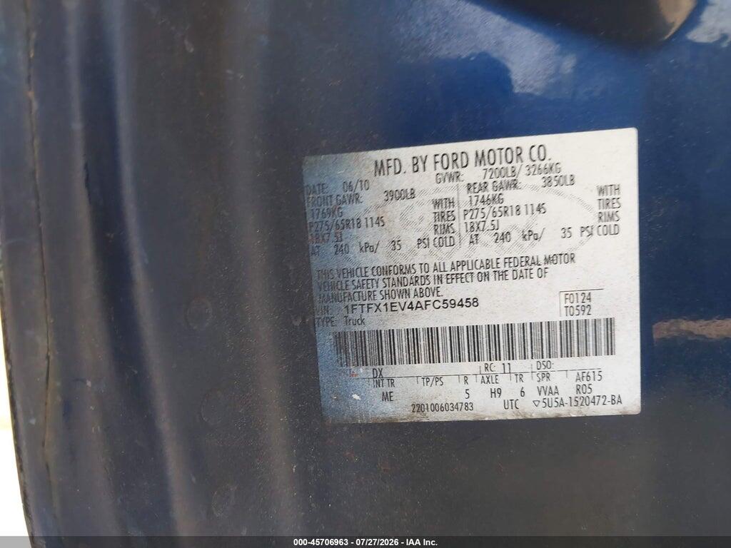 1FTFX1EV4AFC59458 2010 FORD F-150 photo no. 9