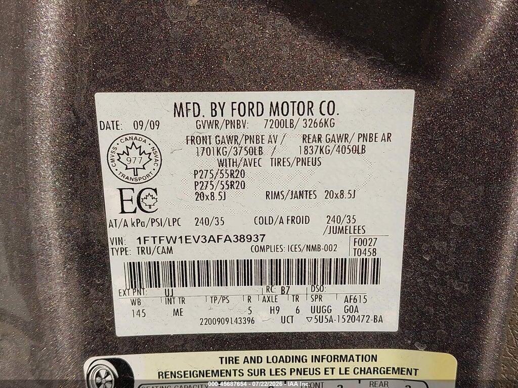 1FTFW1EV3AFA38937 2010 FORD F-150 photo no. 9