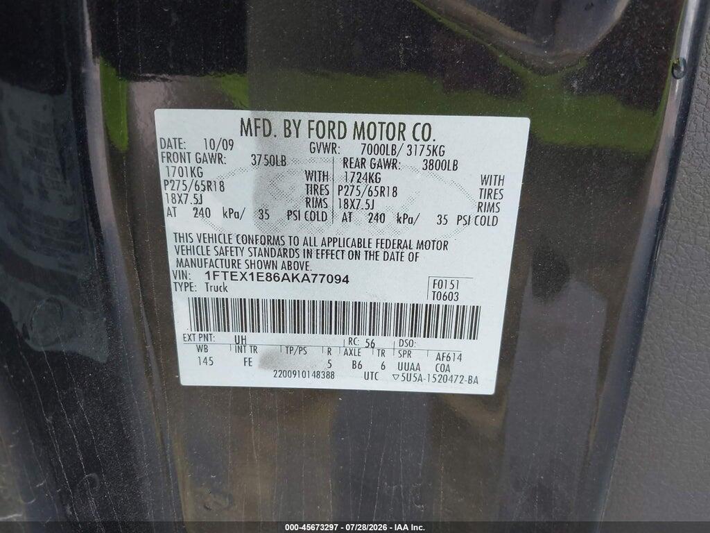 1FTEX1E86AKA77094 2010 FORD F-150 photo no. 9