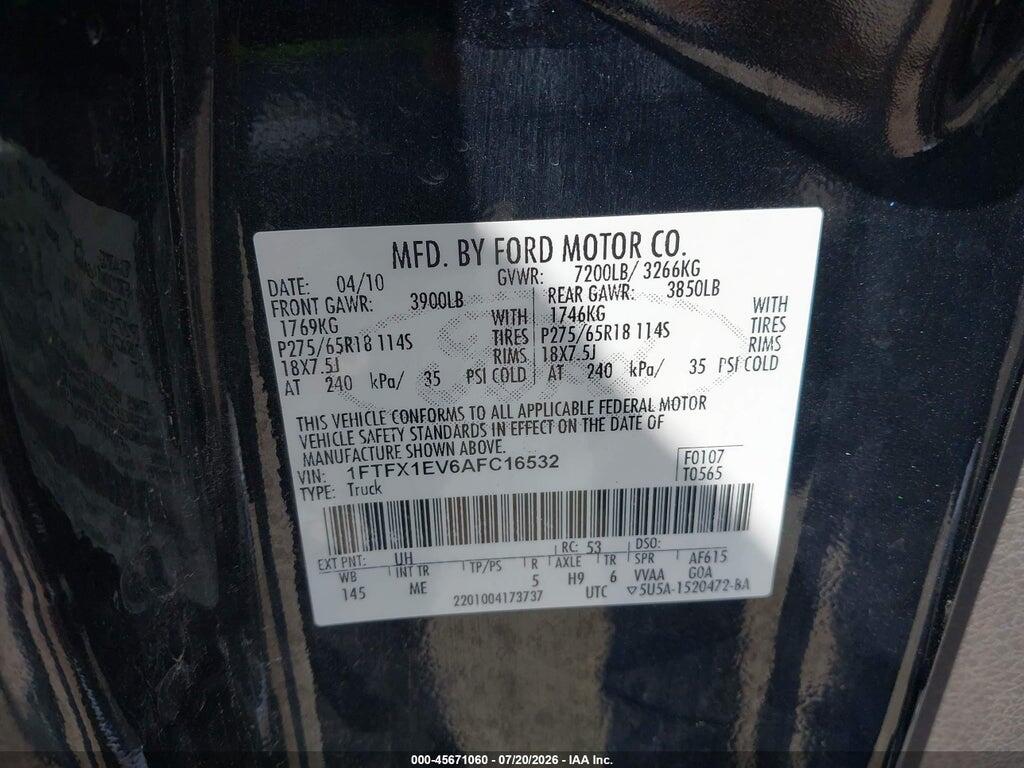 1FTFX1EV6AFC16532 2010 FORD F-150 photo no. 9