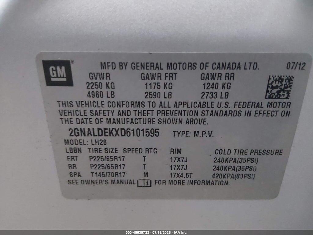 2GNALDEKXD6101595 2013 CHEVROLET EQUINOX photo no. 9