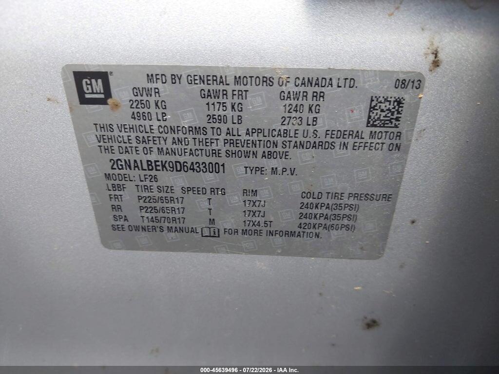 2GNALBEK9D6433001 2013 CHEVROLET EQUINOX photo no. 9
