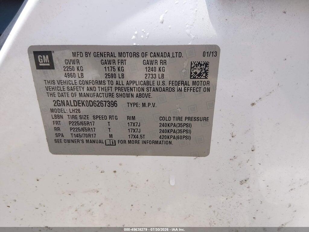 2GNALDEK0D6267396 2013 CHEVROLET EQUINOX photo no. 9
