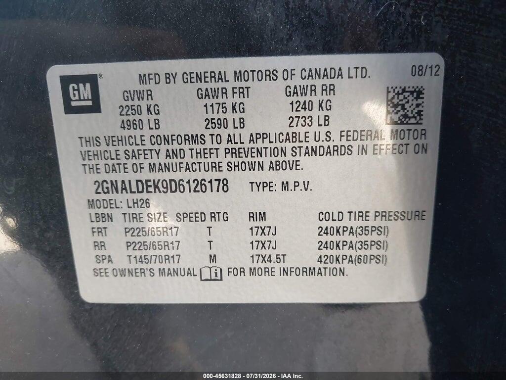 2GNALDEK9D6126178 2013 CHEVROLET EQUINOX photo no. 9