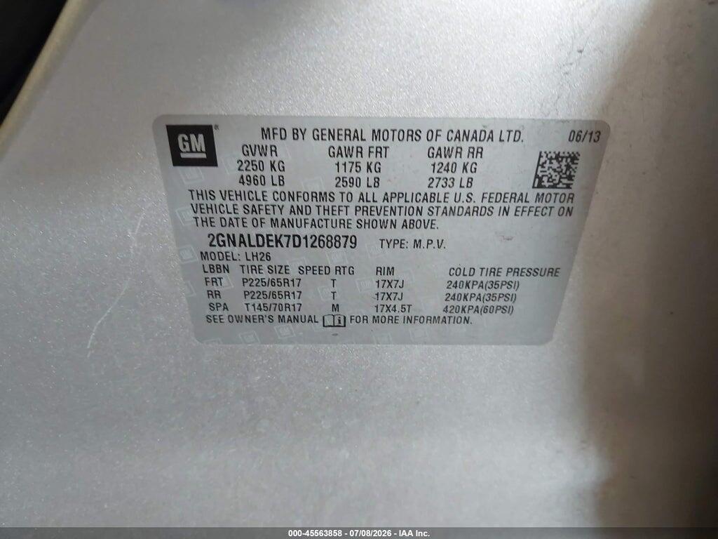 2GNALDEK7D1268879 2013 CHEVROLET EQUINOX photo no. 9