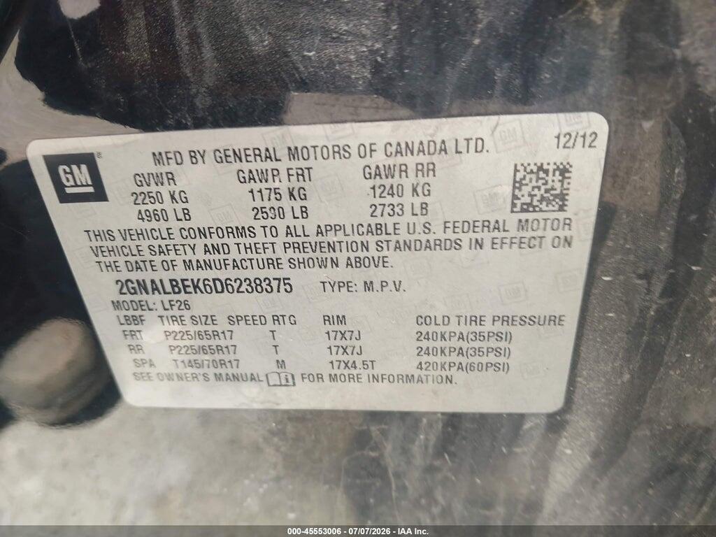 2GNALBEK6D6238375 2013 CHEVROLET EQUINOX photo no. 9