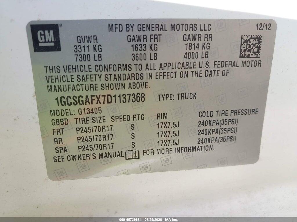 1GCSGAFX7D1137368 2013 CHEVROLET EXPRESS 1500 photo no. 9
