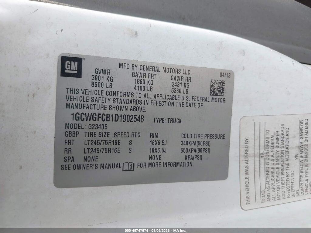 1GCWGFCB1D1902548 2013 CHEVROLET EXPRESS 2500 photo no. 9
