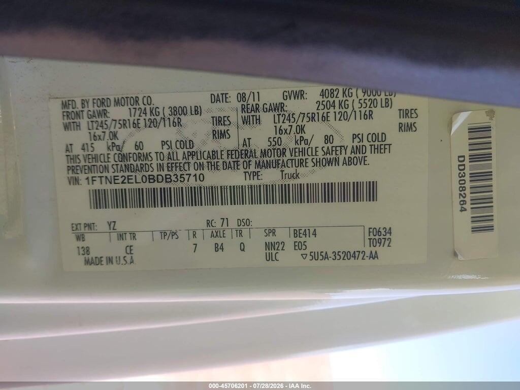 1FTNE2EL0BDB35710 2011 FORD E-250 photo no. 9