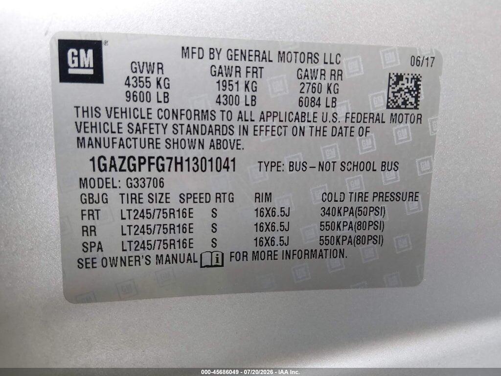 1GAZGPFG7H1301041 2017 CHEVROLET EXPRESS 3500 photo no. 9