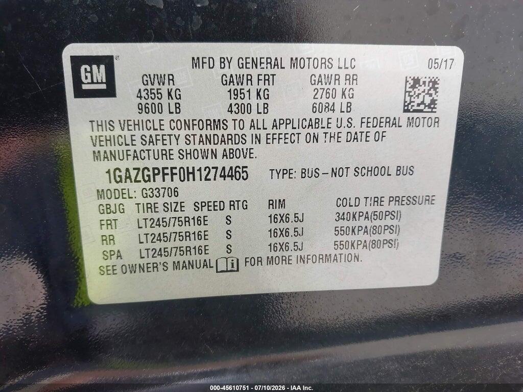 1GAZGPFF0H1274465 2017 CHEVROLET EXPRESS 3500 photo no. 9