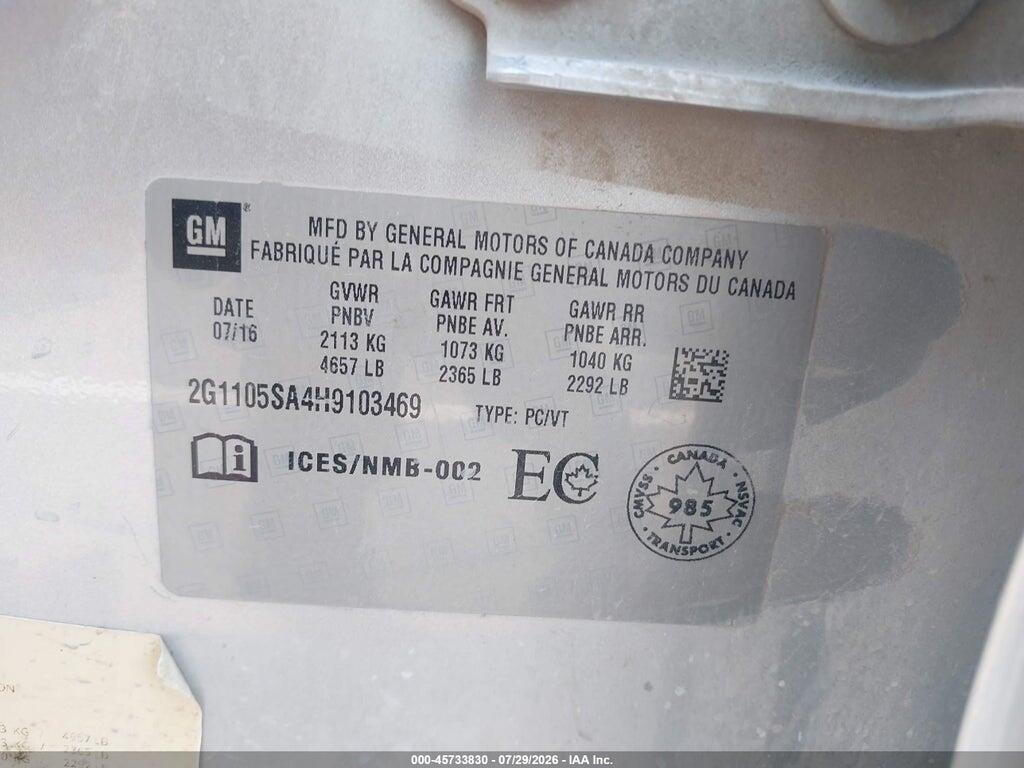 2G1105SA4H9103469 2017 CHEVROLET IMPALA photo no. 9