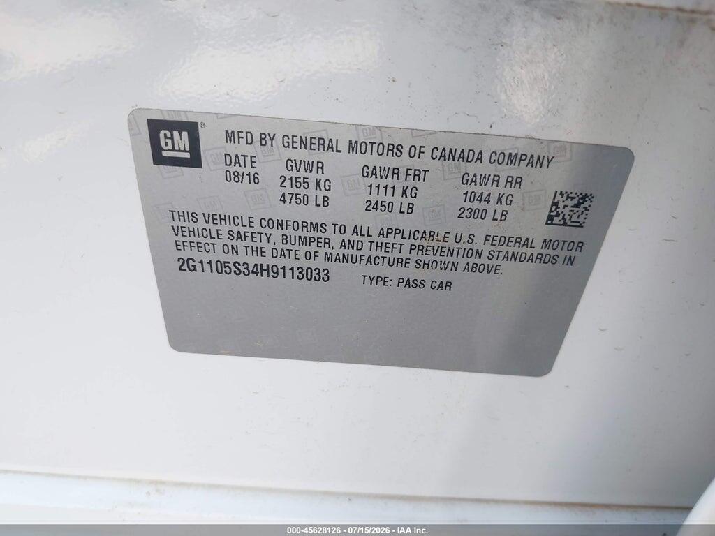 2G1105S34H9113033 2017 CHEVROLET IMPALA photo no. 9