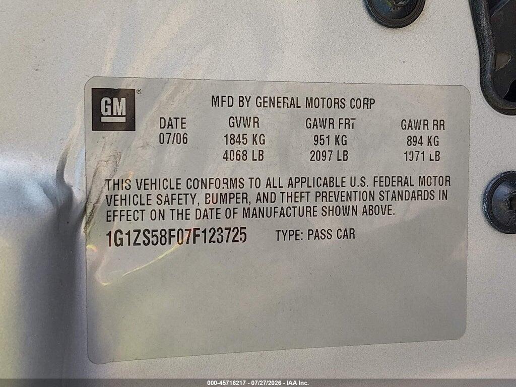 1G1ZS58F07F123725 2007 CHEVROLET MALIBU photo no. 9