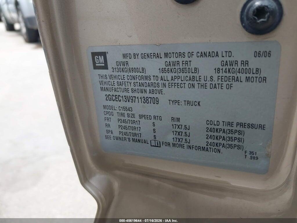 2GCEC13V971138709 2007 CHEVROLET SILVERADO 1500 CLASSIC photo no. 9