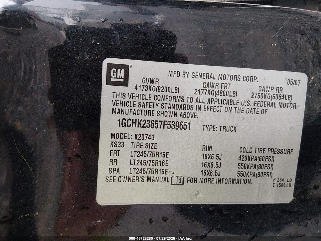 1GCHK23657F539651 2007 CHEVROLET SILVERADO 2500HD photo no. 9