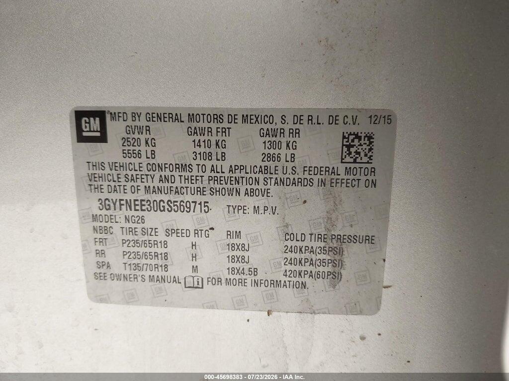 3GYFNEE30GS569715 2016 CADILLAC SRX photo no. 9