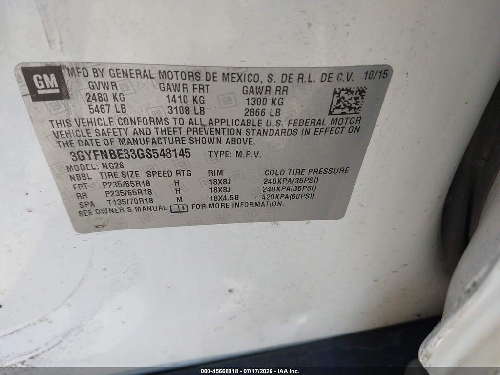 3GYFNBE33GS548145 2016 CADILLAC SRX photo no. 9