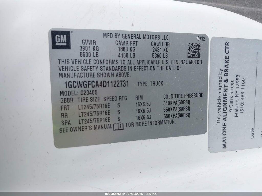 1GCWGFCA4D1122731 2013 CHEVROLET EXPRESS 2500 photo no. 9