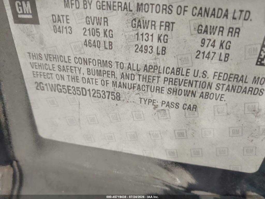 2G1WG5E35D1253758 2013 CHEVROLET IMPALA photo no. 9