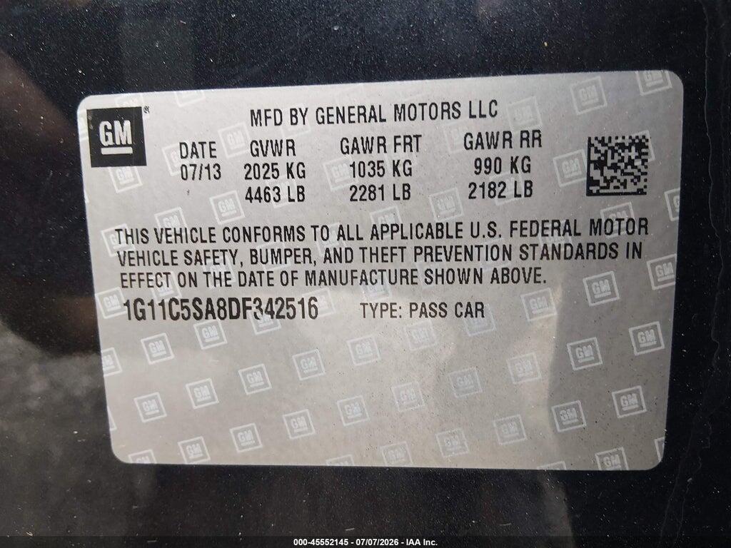 1G11C5SA8DF342516 2013 CHEVROLET MALIBU photo no. 9