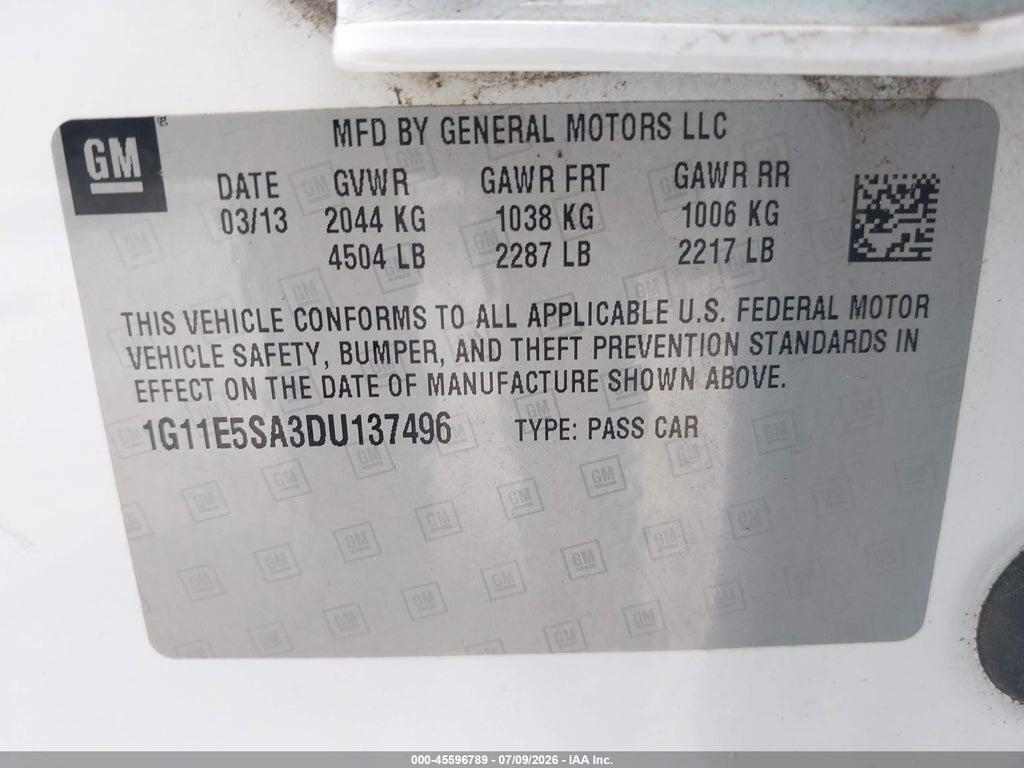 1G11E5SA3DU137496 2013 CHEVROLET MALIBU photo no. 9