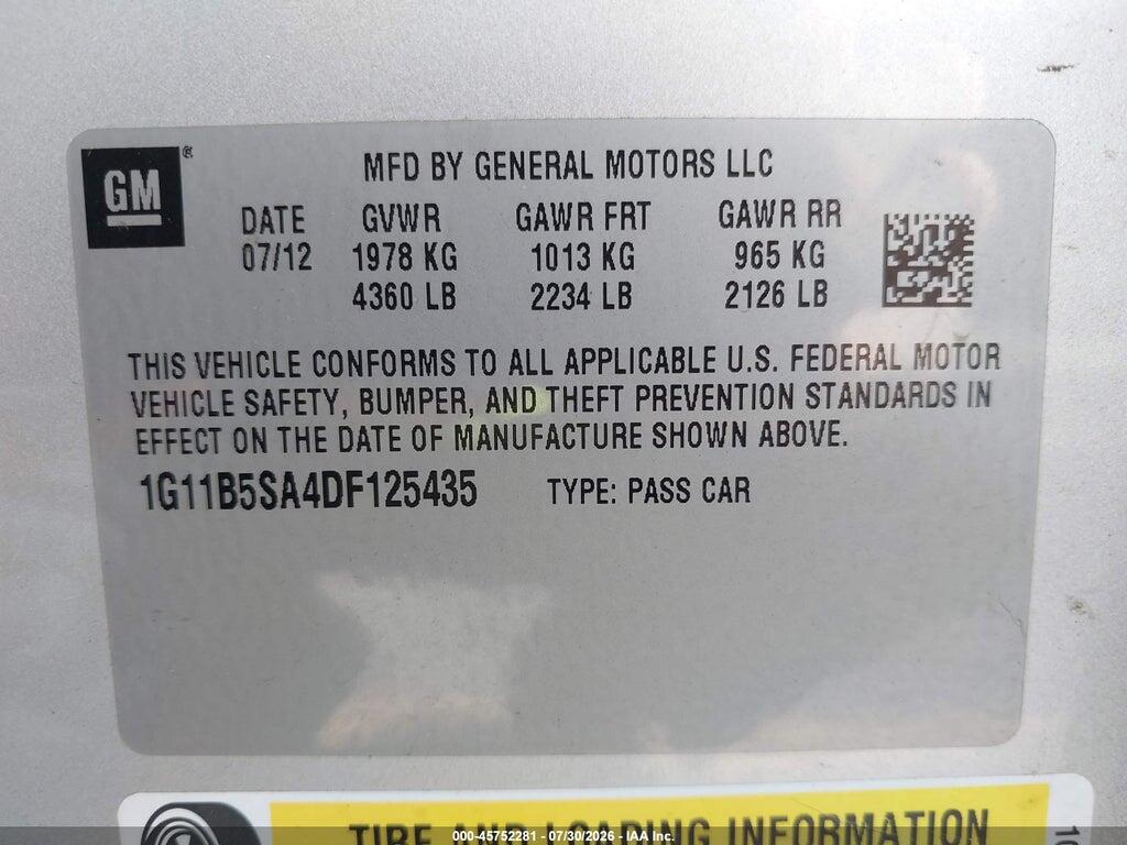 1G11B5SA4DF125435 2013 CHEVROLET MALIBU photo no. 9