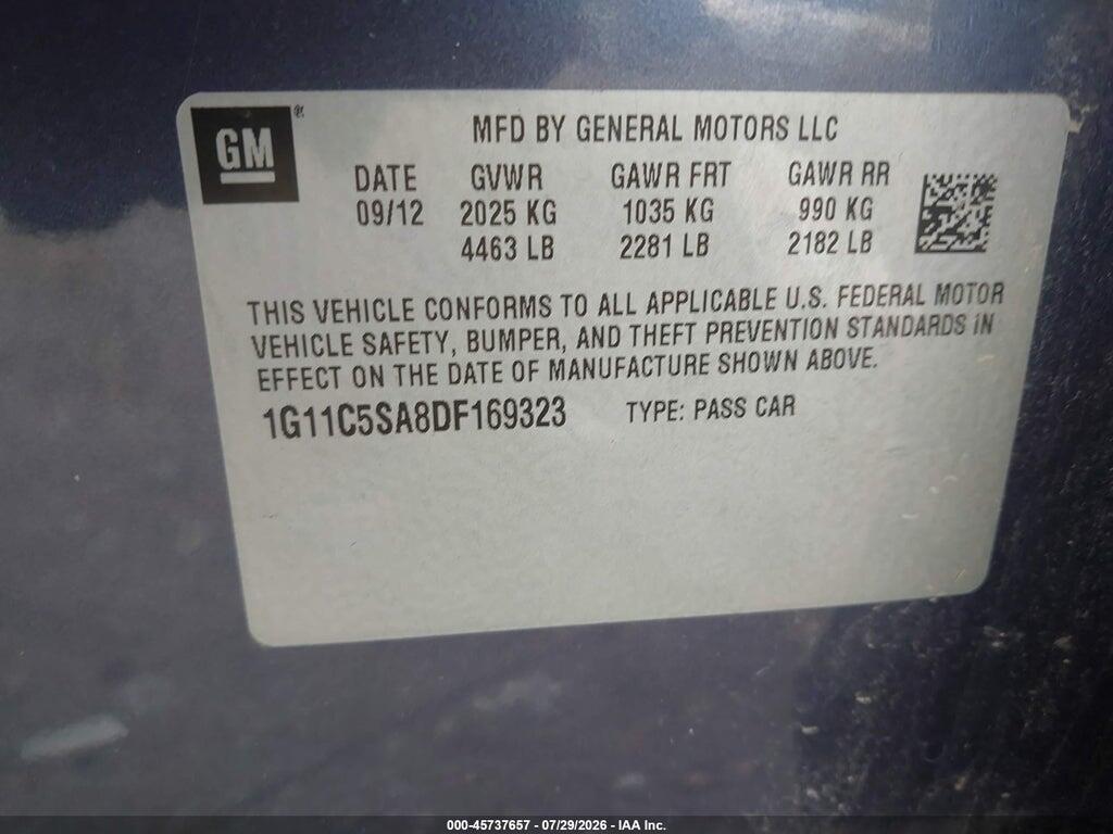 1G11C5SA8DF169323 2013 CHEVROLET MALIBU photo no. 9