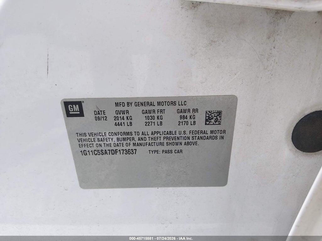 1G11C5SA7DF173637 2013 CHEVROLET MALIBU photo no. 9