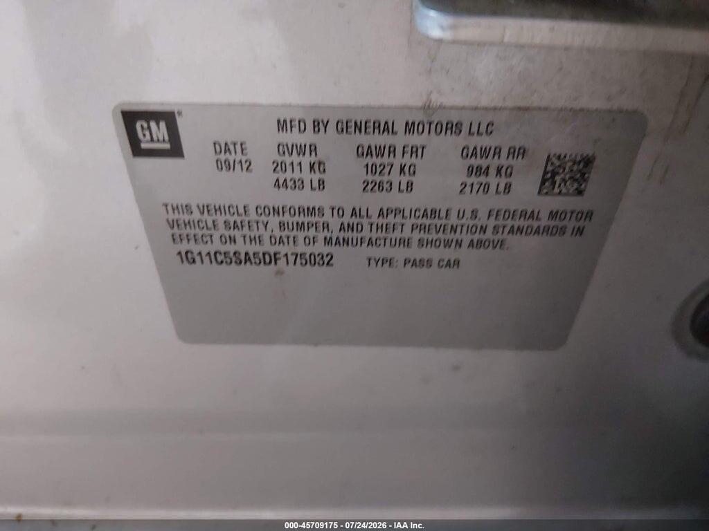 1G11C5SA5DF175032 2013 CHEVROLET MALIBU photo no. 9