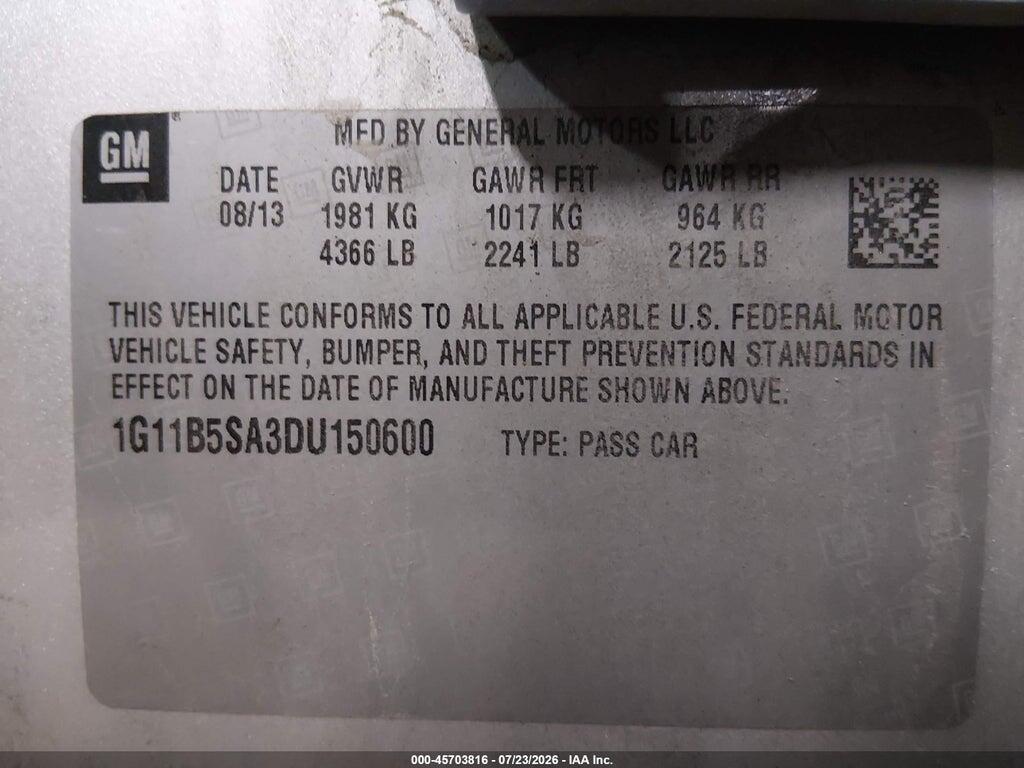 1G11B5SA3DU150600 2013 CHEVROLET MALIBU photo no. 9