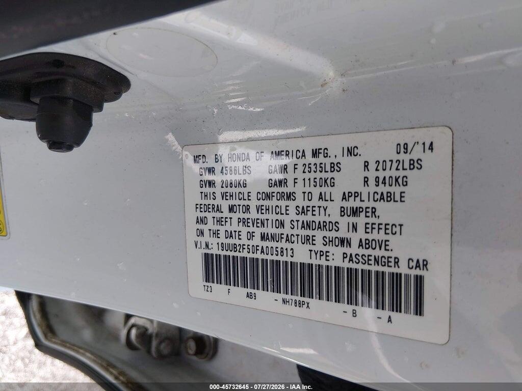 19UUB2F50FA005813 2015 ACURA TLX photo no. 9