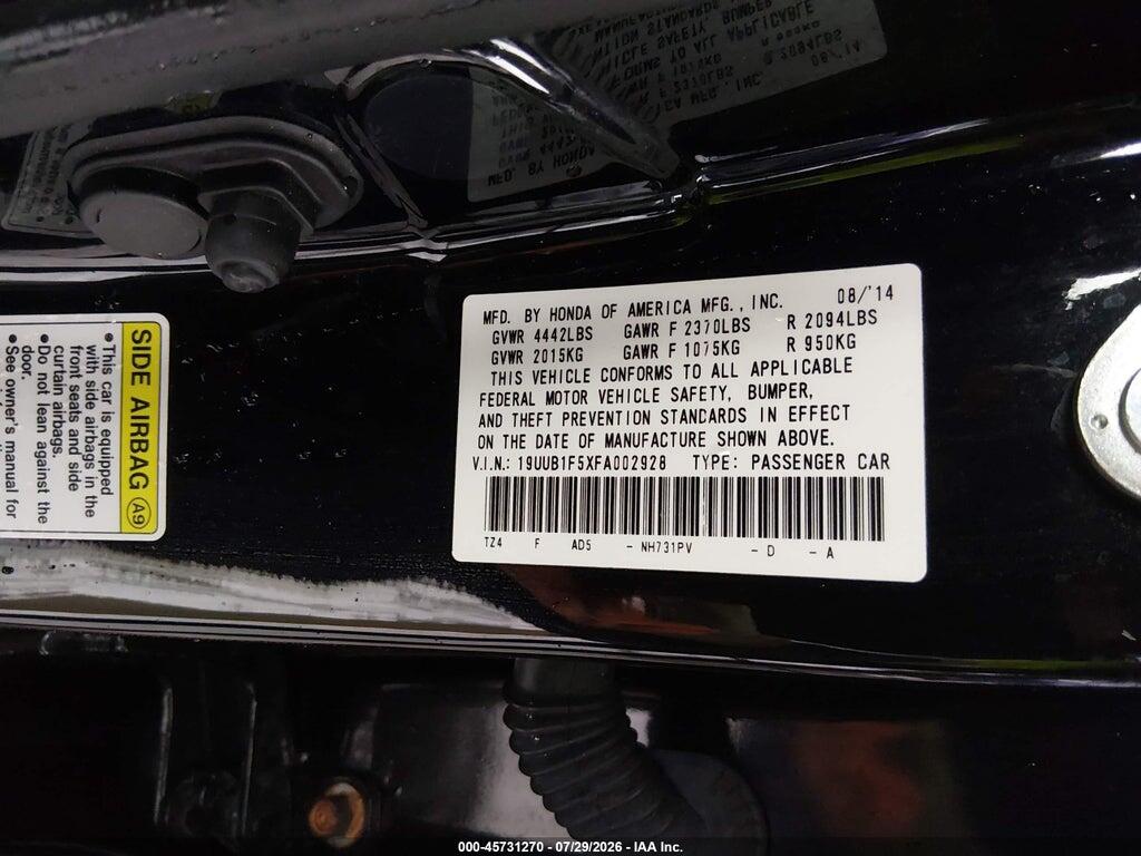 19UUB1F5XFA002928 2015 ACURA TLX photo no. 9