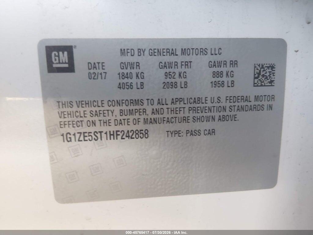 1G1ZE5ST1HF242858 2017 CHEVROLET MALIBU photo no. 9