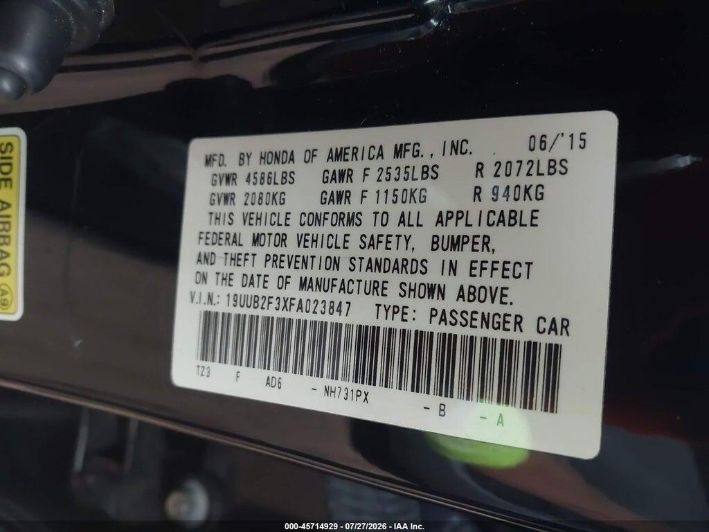 19UUB2F3XFA023847 2015 ACURA TLX photo no. 9