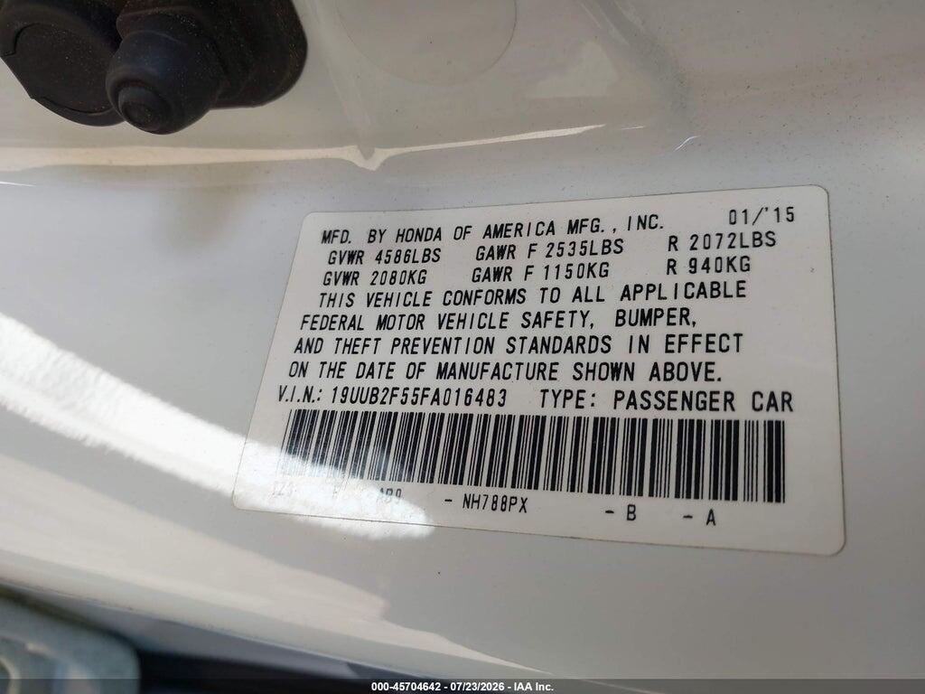 19UUB2F55FA016483 2015 ACURA TLX photo no. 9