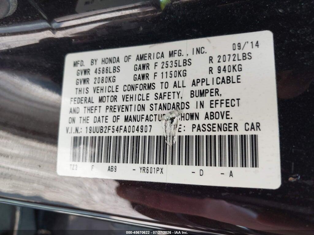19UUB2F54FA004907 2015 ACURA TLX photo no. 9