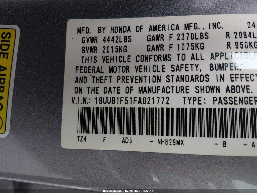 19UUB1F51FA021772 2015 ACURA TLX photo no. 9