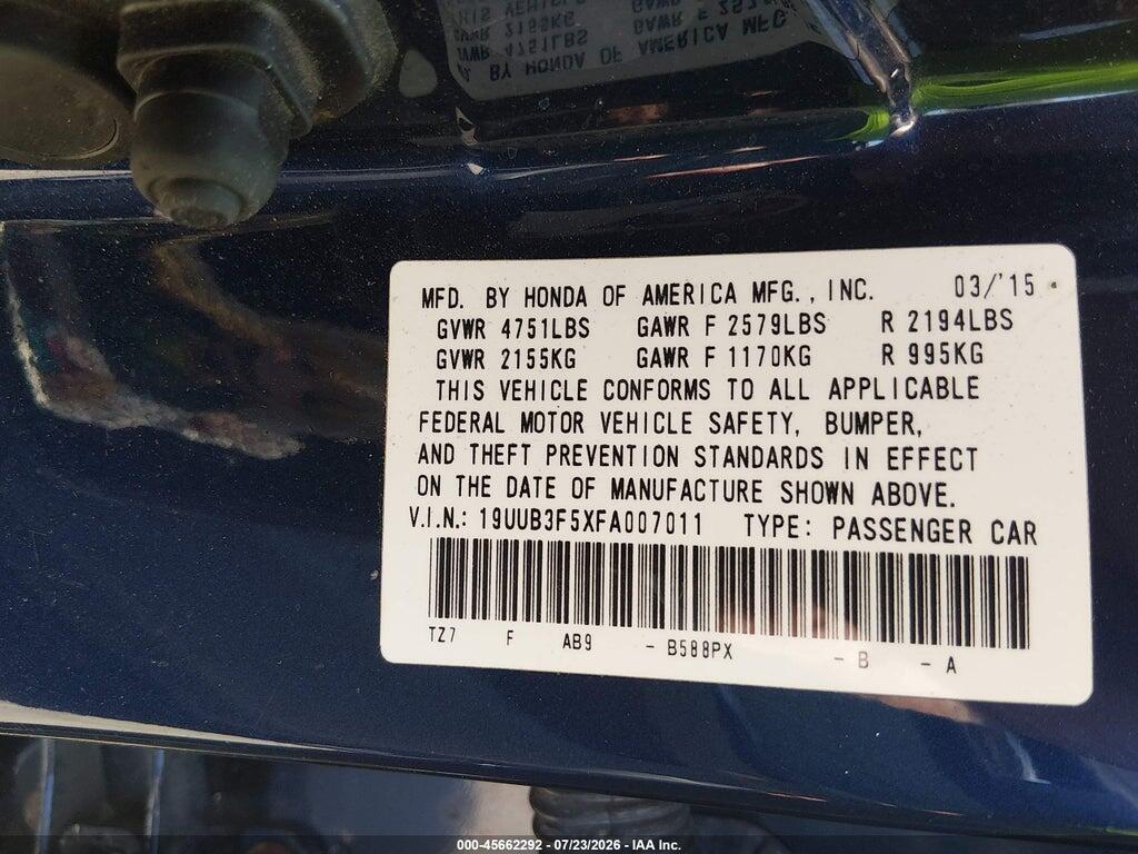 19UUB3F5XFA007011 2015 ACURA TLX photo no. 9