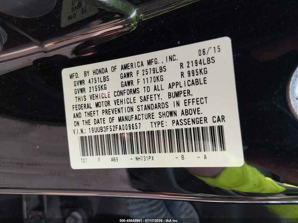 19UUB3F52FA009657 2015 ACURA TLX photo no. 9