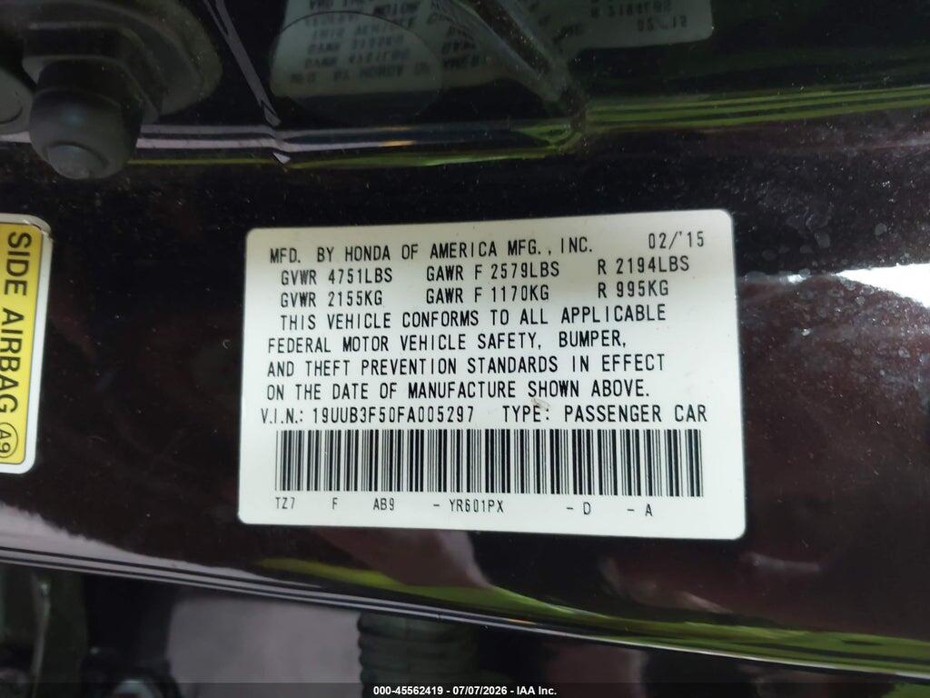 19UUB3F50FA005297 2015 ACURA TLX photo no. 9