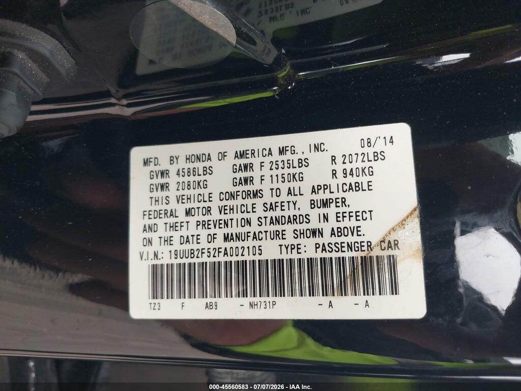 19UUB2F52FA002105 2015 ACURA TLX photo no. 9