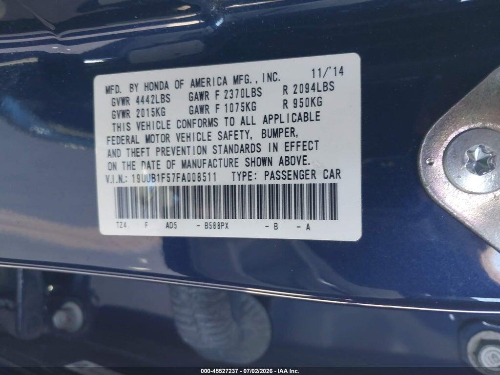19UUB1F57FA008511 2015 ACURA TLX photo no. 9