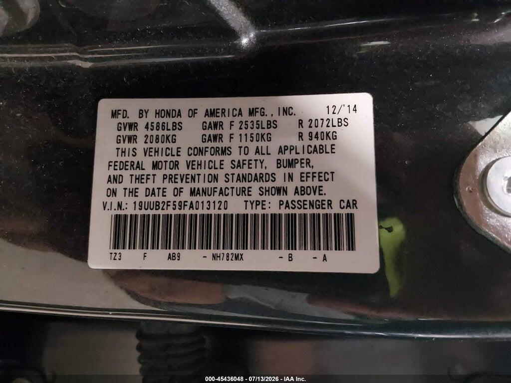 19UUB2F59FA013120 2015 ACURA TLX photo no. 9