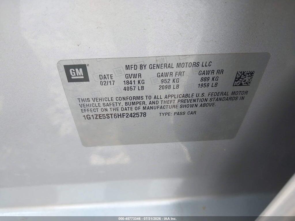 1G1ZE5ST6HF242578 2017 CHEVROLET MALIBU photo no. 9