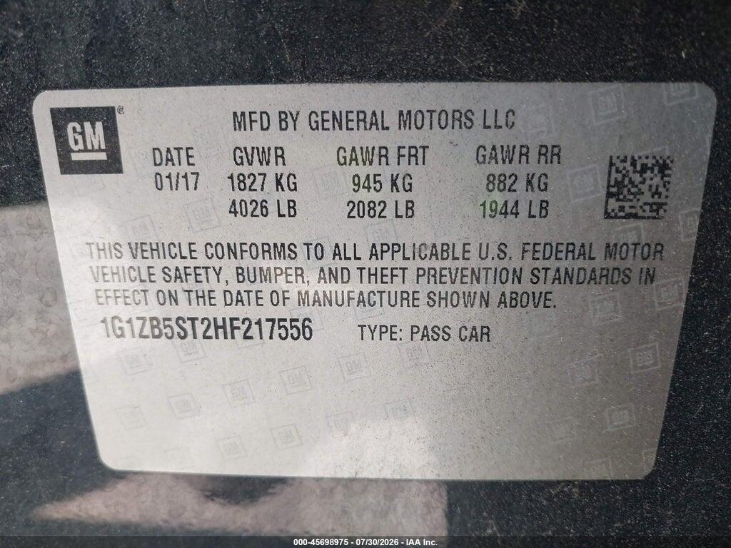 1G1ZB5ST2HF217556 2017 CHEVROLET MALIBU photo no. 9