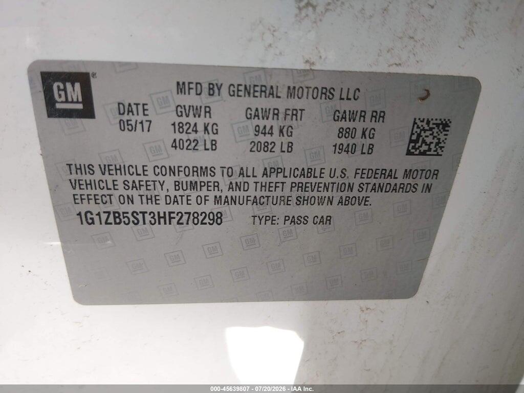 1G1ZB5ST3HF278298 2017 CHEVROLET MALIBU photo no. 9