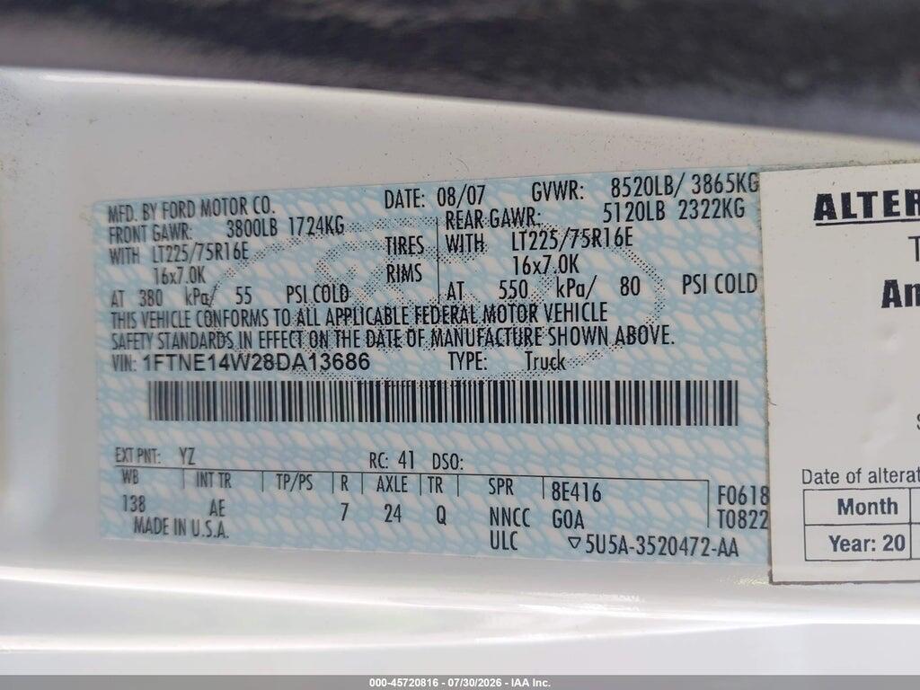 1FTNE14W28DA13686 2008 FORD E-150 photo no. 9