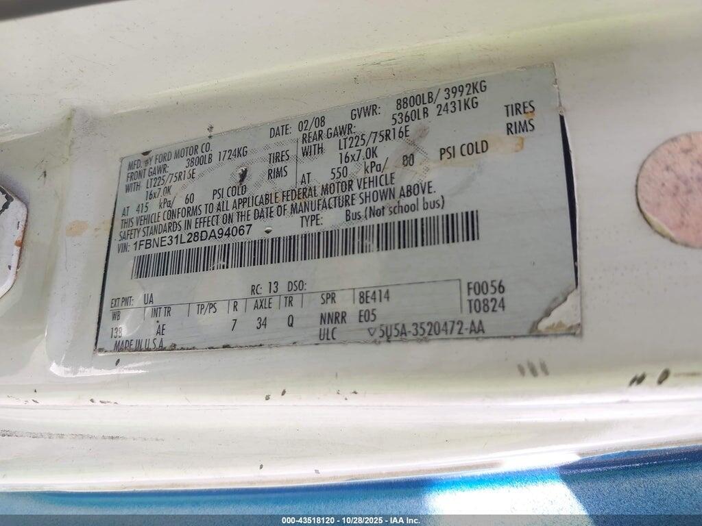1FBNE31L28DA94067 2008 FORD E-350 SUPER DUTY photo no. 9