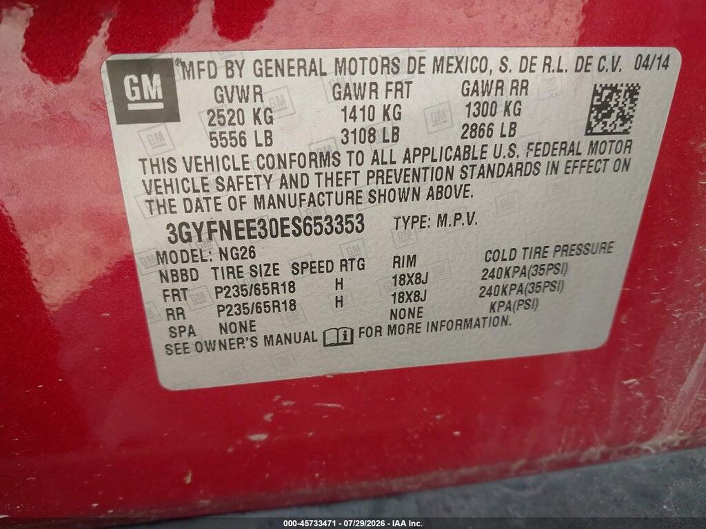 3GYFNEE30ES653353 2014 CADILLAC SRX photo no. 9